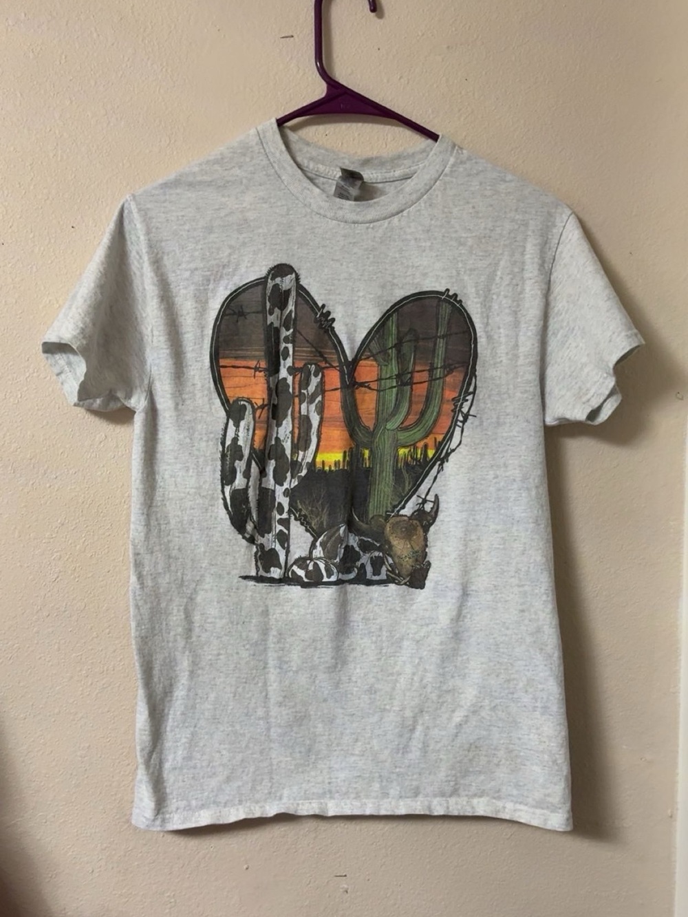 Women's Light Gray Cactus Graphic Tee - Unbranded